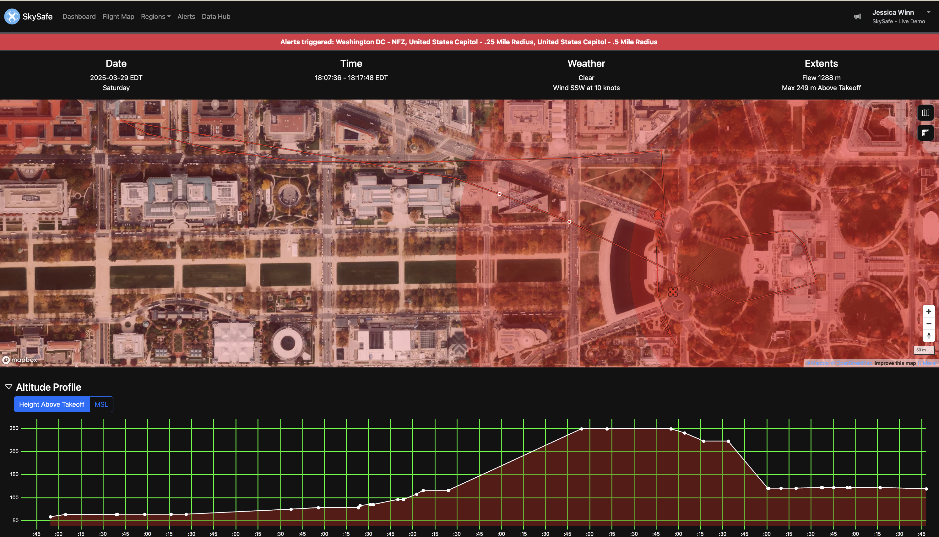 Drone Flight Map and Altitude in SkySafe